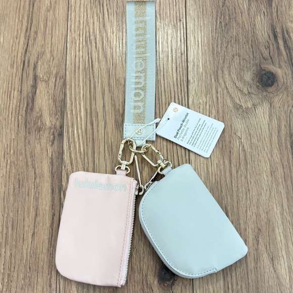 NWT Lululemon Dual Pouch Wristlet In Vapor/Gold/White - Picture 1 of 8